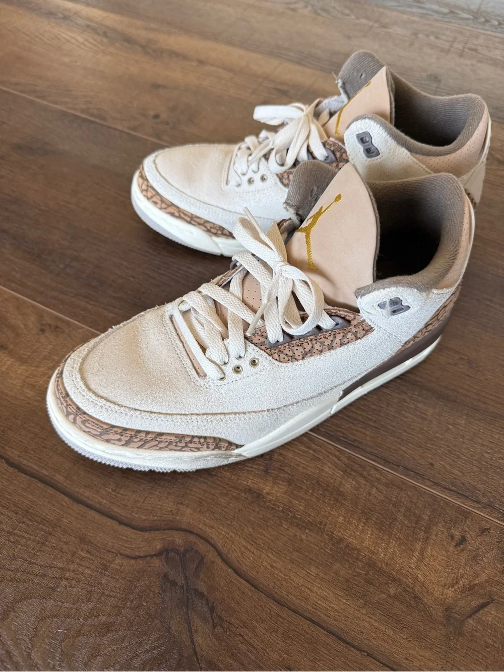 AJ3 Air Jordan Suede Low-Top Sneakers in Beige with Elephant Details